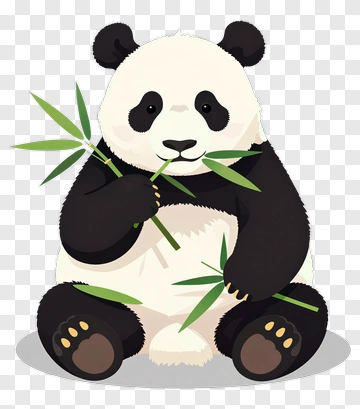 Cartoon Panda Eating Bamboo PNG