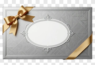 Elegant Silver Gift Box With Gold Ribbon PNG