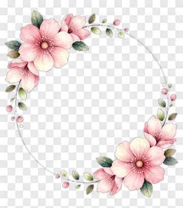 Floral Wreath With Pink Flowers PNG
