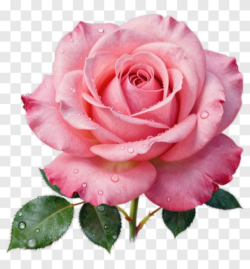 Pink Rose With Dew Drops PNG