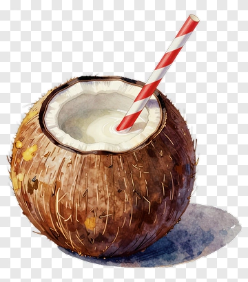 Coconut Drink With Straw PNG