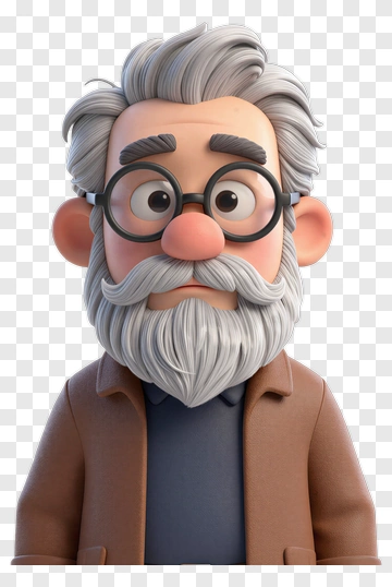 Cartoon Elderly Man With Glasses PNG