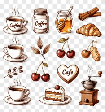 Coffee And Dessert Elements PNG