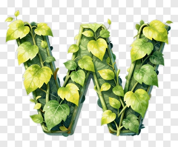 Green Leafy Letter W PNG