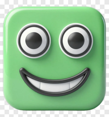 Cartoon Green Smiley Face Icon PNG