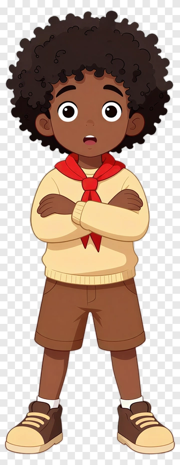 Cartoon Boy Standing With Arms Crossed PNG