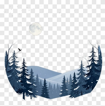 Winter Forest Landscape With Moon PNG