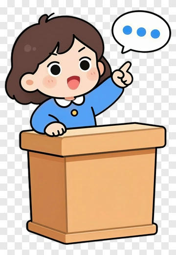 Cartoon Girl Speaking At A Podium PNG
