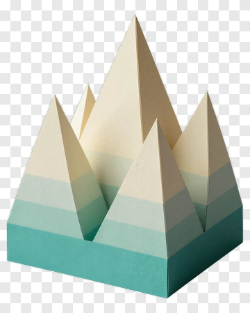 Geometric Paper Mountain Model PNG