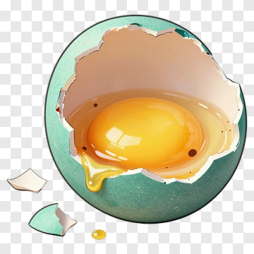 Cartoon Egg With Broken Shell And Yolk PNG