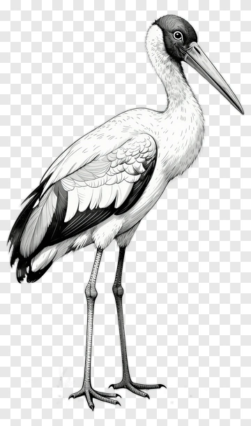 Black And White Stork PNG