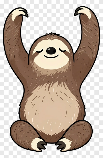 Cartoon Sloth With Arms Raised PNG