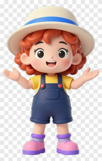 Cartoon Child With A Hat And Overalls PNG