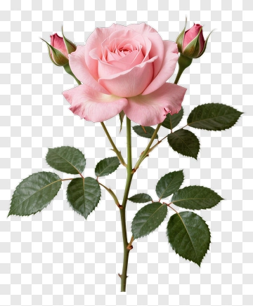 Pink Rose With Buds PNG