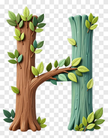 Colorful Tree Letter H PNG