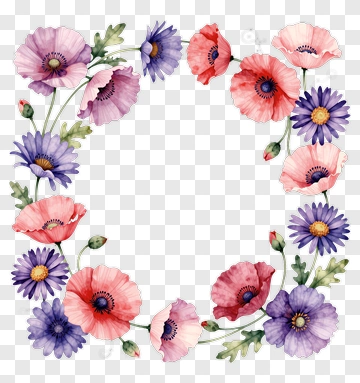 Colorful Floral Frame PNG