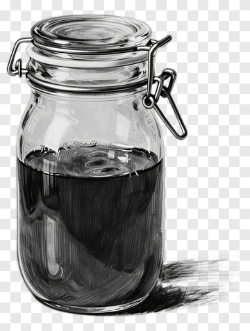 Glass Jar Filled With Dark Liquid PNG