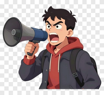 Cartoon Boy Using A Megaphone PNG