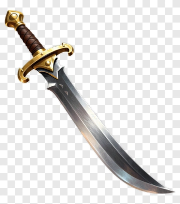 Curved Sword With Golden Hilt PNG