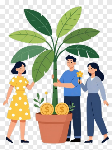 Family With A Money Tree PNG