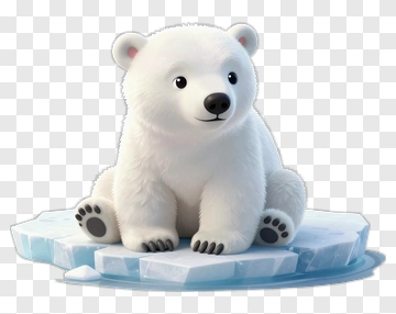 Cute Cartoon Polar Bear Sitting On Ice PNG