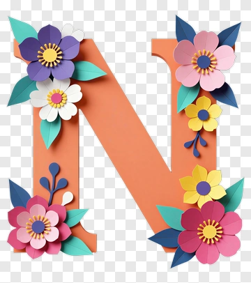 Colorful Floral Letter N PNG