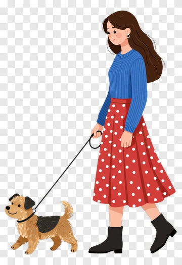 Woman Walking A Dog PNG