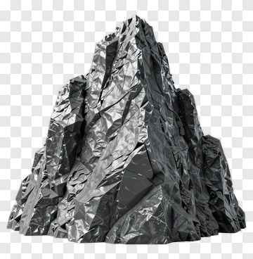 Black Crumpled Rock Formation PNG