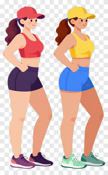 Cartoon Women In Sports Outfits PNG