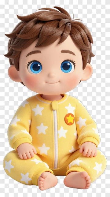 Cartoon Boy In Yellow Star Pajamas PNG