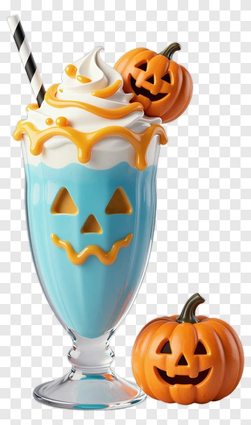 Halloween Milkshake With Pumpkins PNG