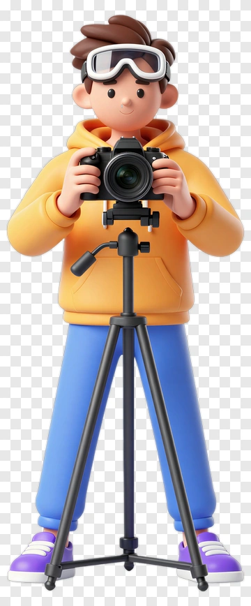 3D Photographer Holding A Camera PNG