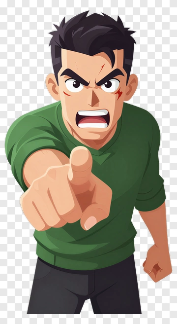 Angry Cartoon Man Pointing And Yelling PNG