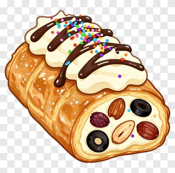 Dessert Roll With Cream And Sprinkles PNG