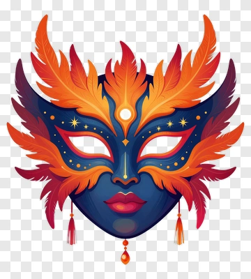 Colorful Mask With Feathers PNG