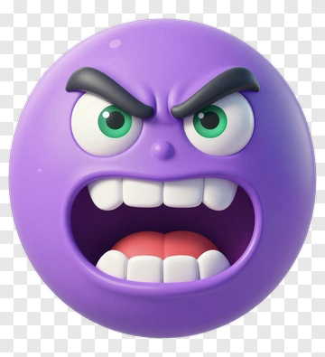 Angry Purple Cartoon Face PNG