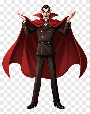 Cartoon Vampire With Red Cape PNG