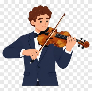 Cartoon Musician Playing Violin PNG