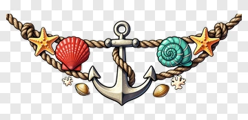 Anchor With Shells And Starfish Decoration PNG