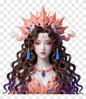 Fantasy Woman With Elaborate Headdress PNG