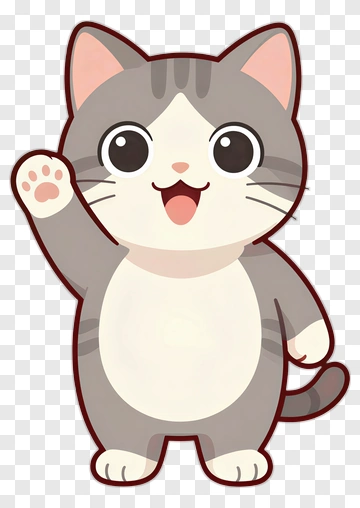 Cartoon Cat Waving Hello PNG