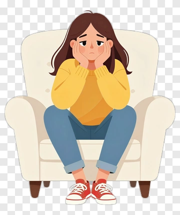 Sad Girl Sitting In A Chair PNG
