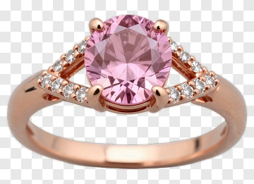 Rose Gold Ring With Pink Gemstone PNG