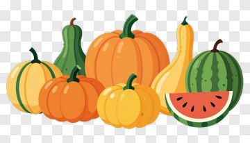 Colorful Pumpkins And Watermelon PNG