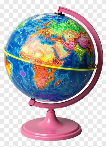 Colorful Globe On Pink Stand PNG