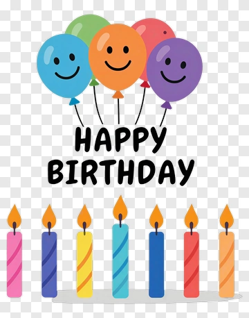 Happy Birthday Balloons And Candles PNG