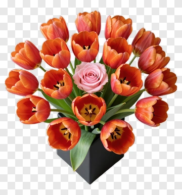 Colorful Flower Bouquet With Pink Rose PNG