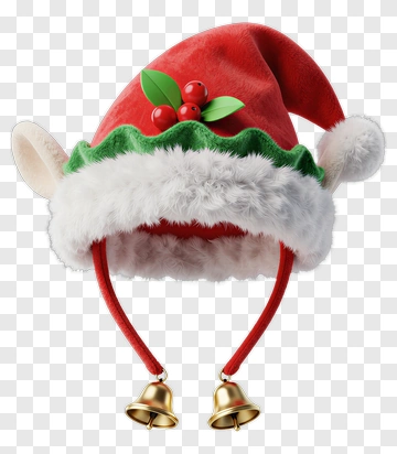 Christmas Elf Hat With Bells PNG