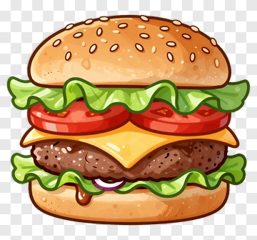Cartoon Hamburger With Lettuce And Tomato PNG