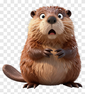 Surprised Cartoon Beaver PNG